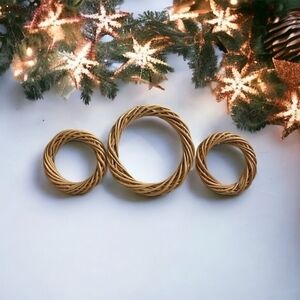 Christmas Wreath Base Set 3 Pack Rattan Wicker Vine Ring Crown DIY Craft New